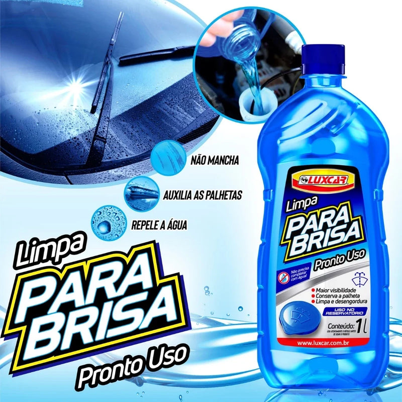 Limpa Para-Brisa Luxcar Pronto Uso  -  1 Litro - Desengordura, Cristaliza e da Brilho