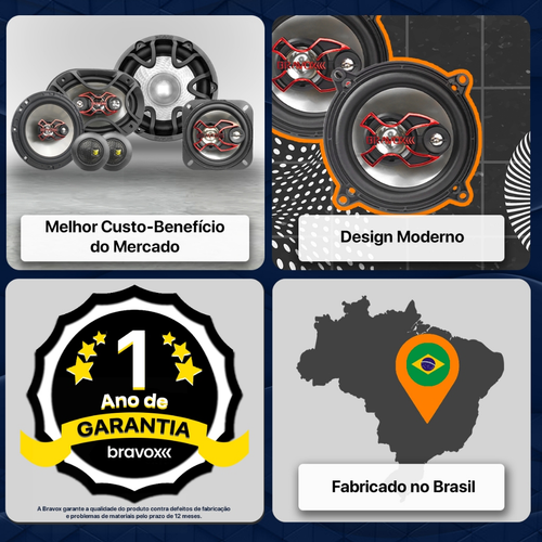Alto Falante Bravox 5 Polegadas B3x50x Triaxial 50wrms