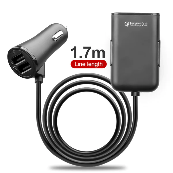ChargerPower - Extensão de Carregador USB de Celular para Carros 4 em 1