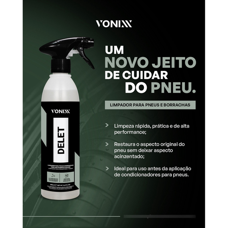 Vonixx Delet - Limpador Para Pneus e Borrachas 500 ml